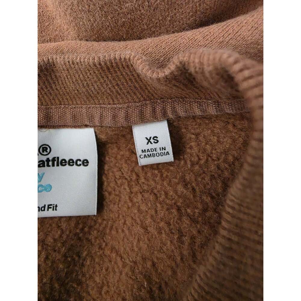 Aritzia TNA Cozy fleece Boyfriend Sweater SZ XS Crewneck Brown Sweatfleece - Picture 9 of 11